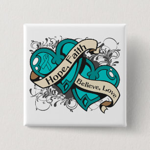 PTSD Hope Faith Dual Hearts 2 Inch Square Button