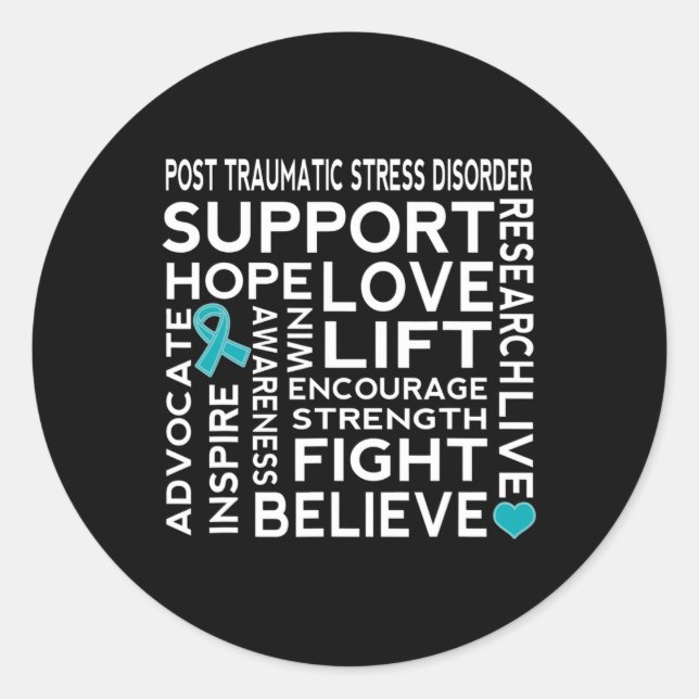 Ptsd Post Traumatic Stress Disorder Awareness 2  Classic Round Sticker (Front)