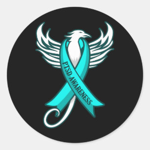 Ptsd Post Traumatic Stress Disorder Awareness Ribb Classic Round Sticker