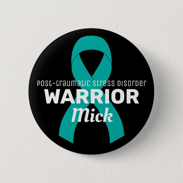 PTSD Warrior Black Button (Front)
