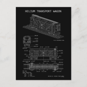 PTW Helium Train Wagon "Blueprint" Postcard
