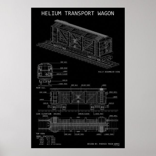 PTW Helium Train Wagon "Blueprint" Poster (Front)