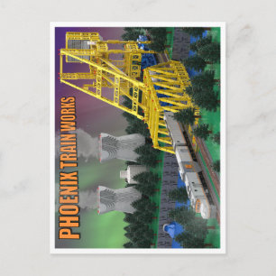 PTW Train Atomique sur Pont Carte Postale