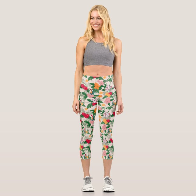 Pua and Heihei Tropical Pattern Capri Leggings (Front)