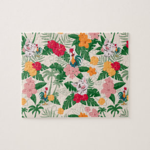 Pua and Heihei Tropical Pattern Jigsaw Puzzle