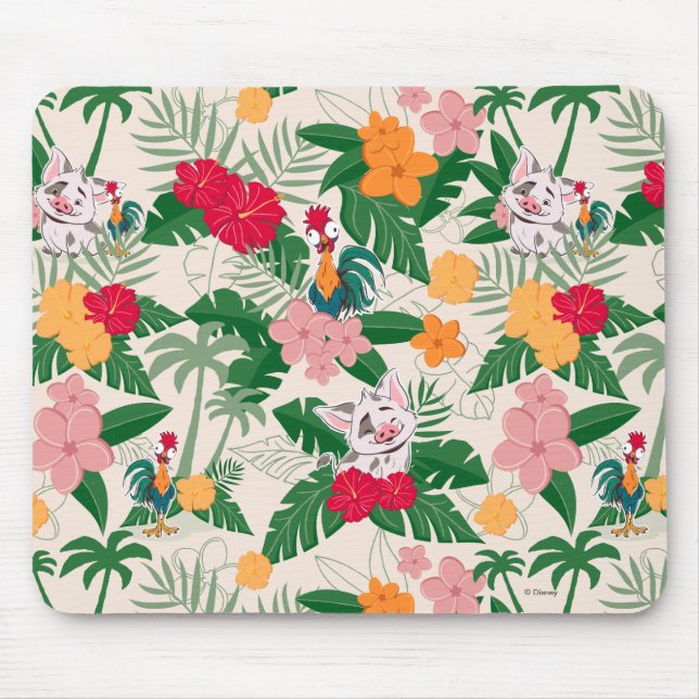 Pua and Heihei Tropical Pattern Mouse Pad (Front)