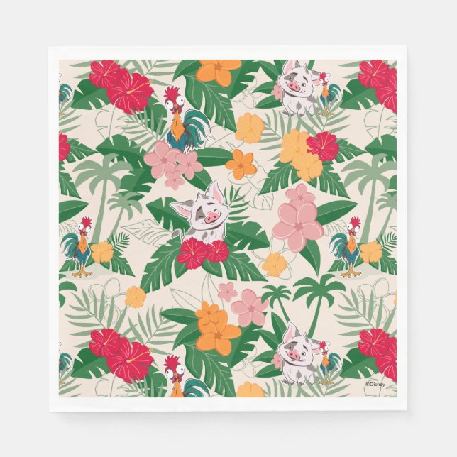 Pua and Heihei Tropical Pattern Napkin (Front)