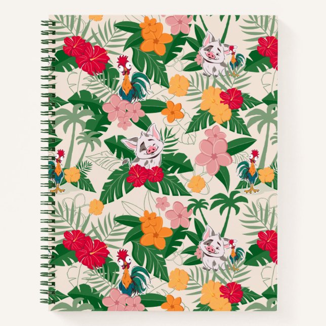Pua and Heihei Tropical Pattern Notebook (Front)