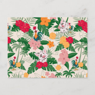 Pua and Heihei Tropical Pattern Postcard