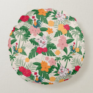 Pua and Heihei Tropical Pattern Round Pillow