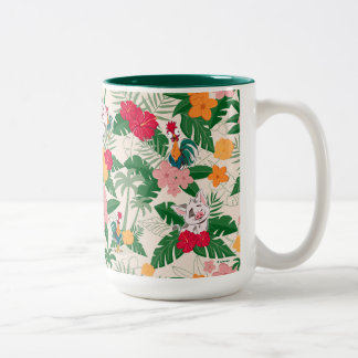 Pua and Heihei Tropical Pattern Two-Tone Coffee Mug