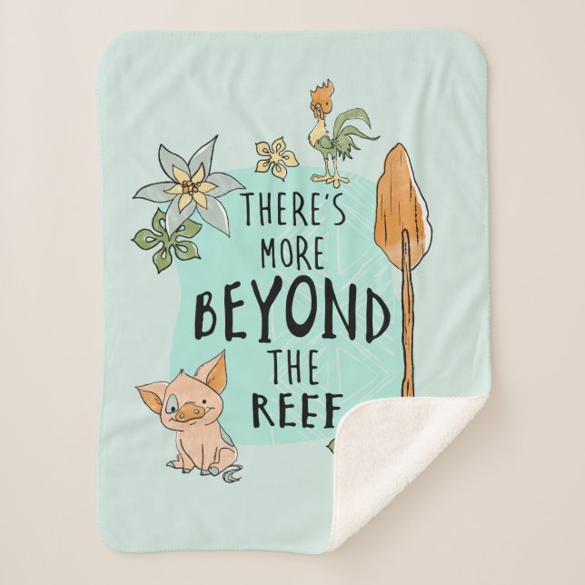 Pua & Hei Hei "There's More Beyond The Reef" Sherpa Blanket (Front)