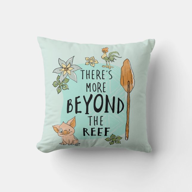 Pua & Hei Hei "There's More Beyond The Reef" Throw Pillow (Front)