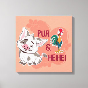 Pua & Heihei Floral Name Graphic Canvas Print