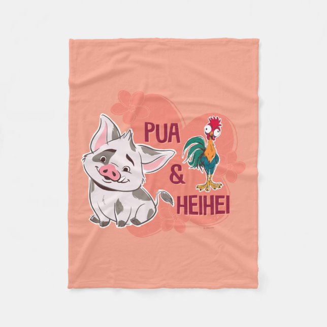 Pua & Heihei Floral Name Graphic Fleece Blanket (Front)