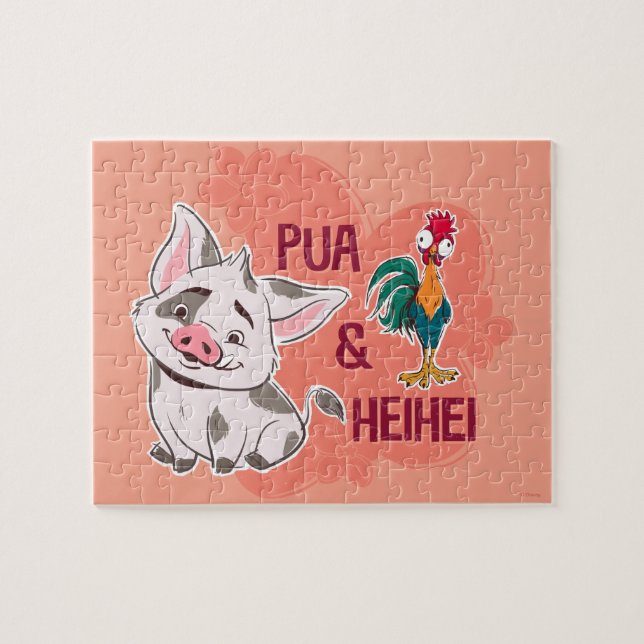 Pua & Heihei Floral Name Graphic Jigsaw Puzzle (Horizontal)