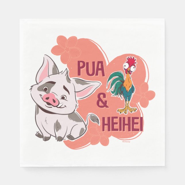 Pua & Heihei Floral Name Graphic Napkin (Front)
