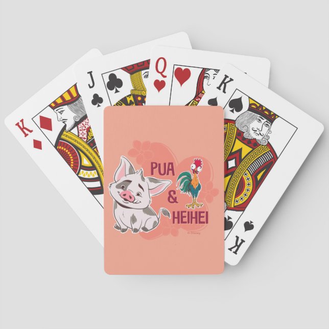 Pua & Heihei Floral Name Graphic Playing Cards (Back)