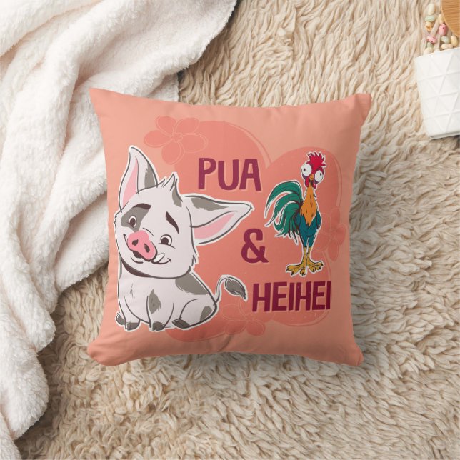 Pua & Heihei Floral Name Graphic Throw Pillow (Blanket)