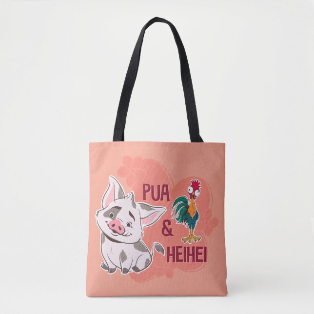 Pua & Heihei Floral Name Graphic Tote Bag (Front)
