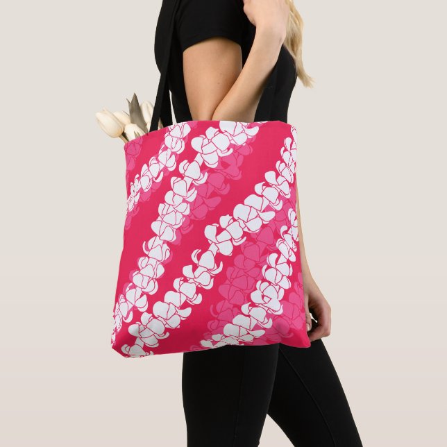 Puakenikeni hawaiian aloha print pattern tote bag (Close Up)