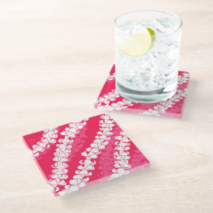 Puakenikeni Hawaiian Print Glass Coaster