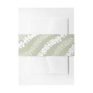Puakenikeni lei in dusty sage invitation belly band