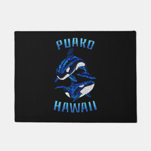 Puako Hawaii Vacation Tribal Whale Orcas Doormat