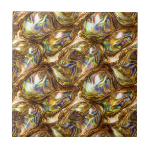 Puau shell blue gold geometric seamless pattern tile