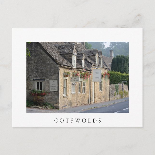 Pub du village dans la carte postale blanche Cotsw (Devant)
