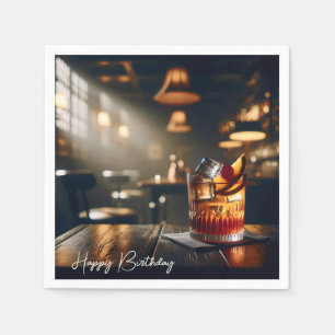 Pub Old Fashioned Drink For Birthday Napkin