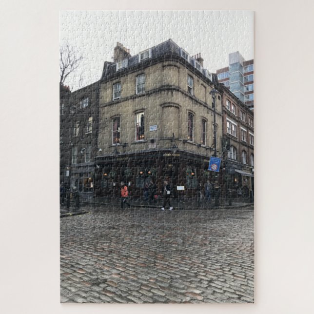 Pub on Cobblestone Street, Soho, London UK Jigsaw Puzzle (Vertical)