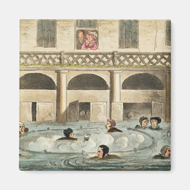 Public Bathing at Bath, or Stewing Alive, print pu Magnet (Front)