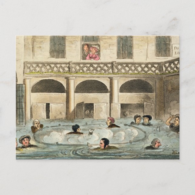 Public Bathing at Bath, or Stewing Alive, print pu Postcard (Front)