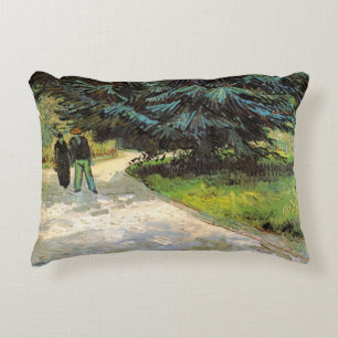 Public Garden with Couple by Vincent van Gogh Accent Pillow