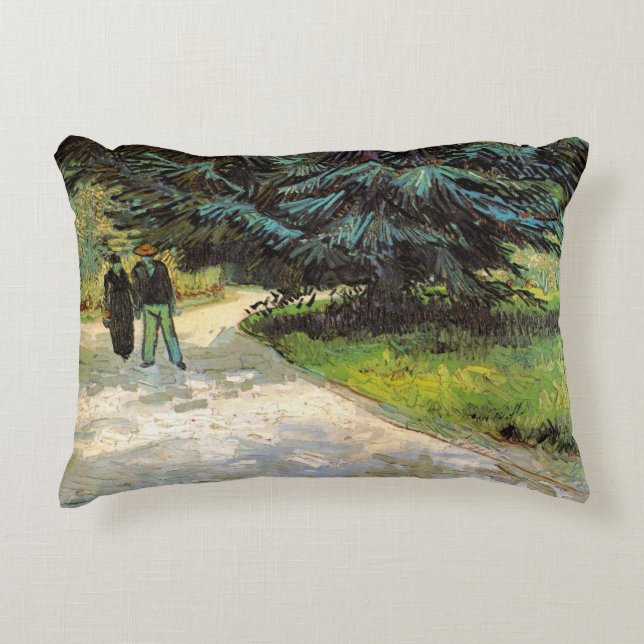 Public Garden with Couple by Vincent van Gogh Accent Pillow (Front)