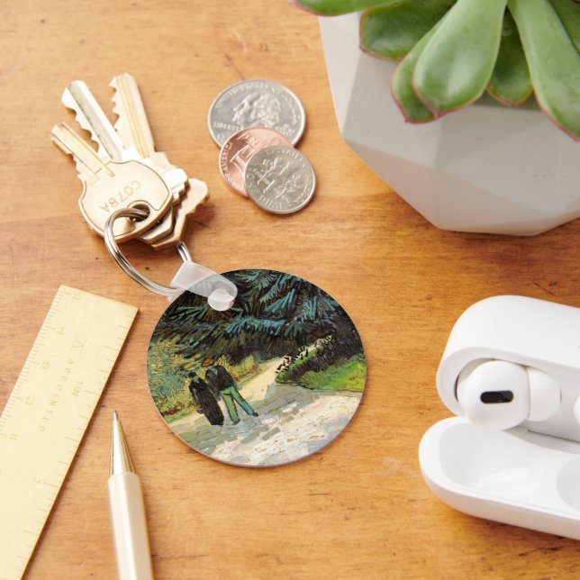 Public Garden with Couple by Vincent van Gogh Keychain (Desk)