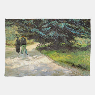 Public Garden with Couple by Vincent van Gogh Kitchen Towel