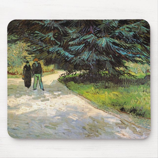 Public Garden with Couple by Vincent van Gogh Mouse Pad (Front)