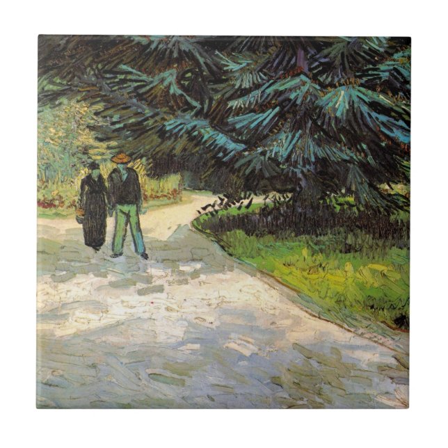 Public Garden with Couple by Vincent van Gogh Tile (Front)