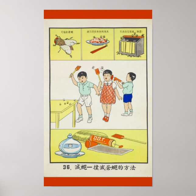 Public Health, battle flies, Taiwan 1959 Poster (Front)