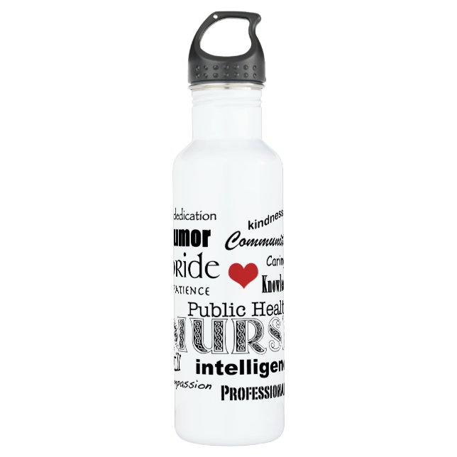 Public Health Nurse-Attributes//red heart 710 Ml Water Bottle (Front)