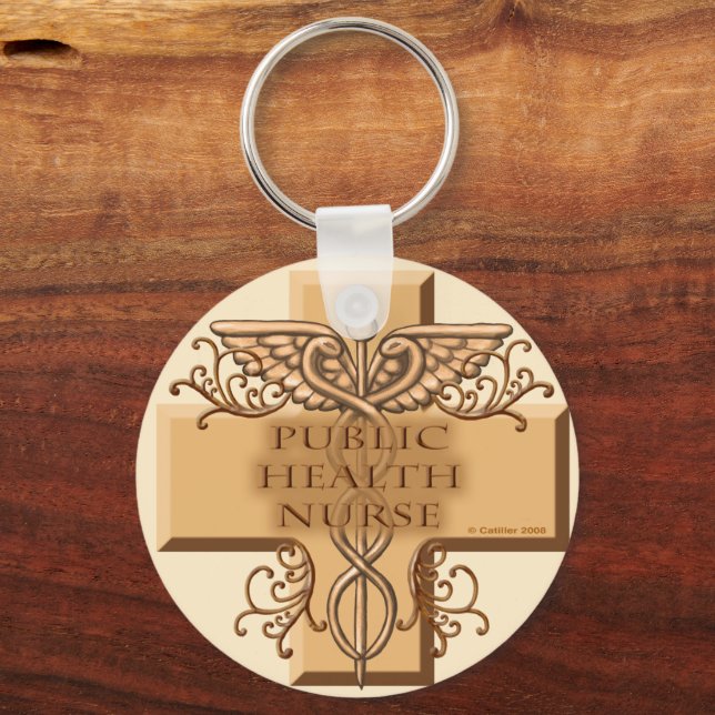 Public Health Nurse Caduceus Keychain (Front)