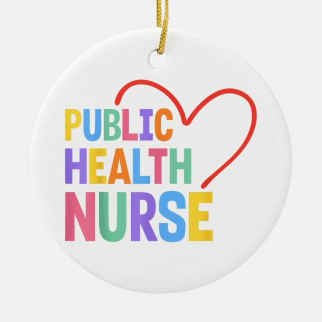 Public Health Nurse Heart Ceramic Ornament (Front)
