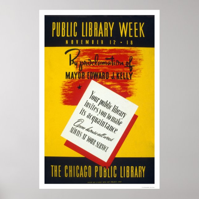 Public Library Chicago 1940 WPA Poster (Front)