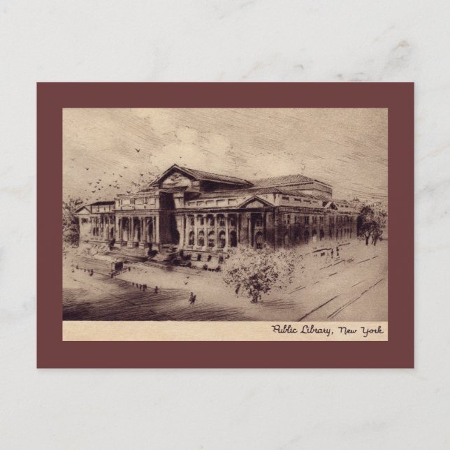 Public Library, New York City Vintage Postcard (Front)