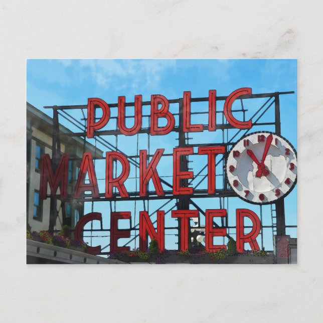 Public Market Centre in Seattle Washington Postcard (Front)