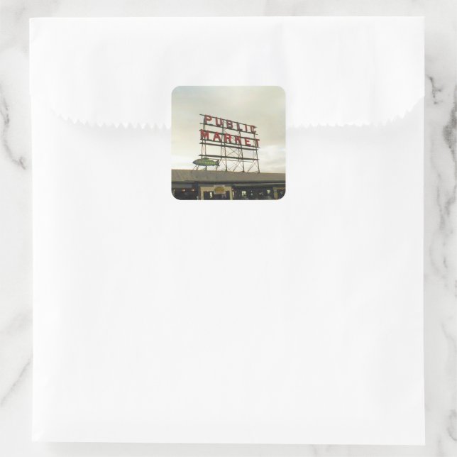 Public Market in Seattle, WA Square Sticker (Bag)