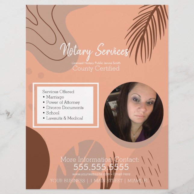Public Notary Services Organic Photo Business Flyer (Front)