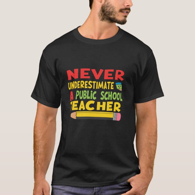 Public School Teacher Retro Groovy Motivational  T-Shirt (Front)